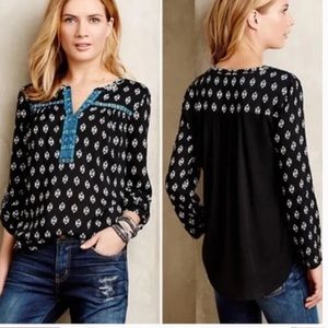 Anthro One September Tunic Shirt Size large mixed materials